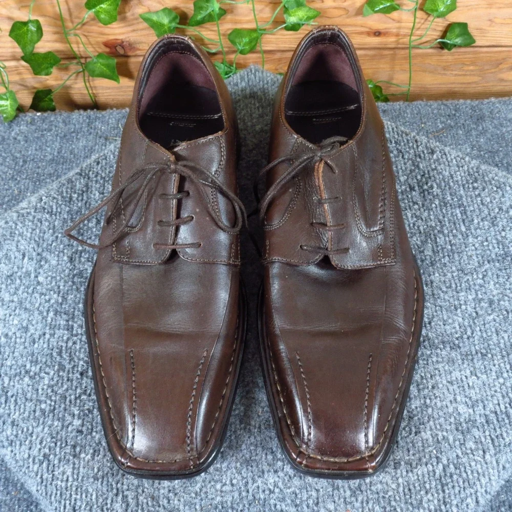 Alfani Men Derby Dress Shoes Size 10 Formal Business Square Toe Brown Leather‎